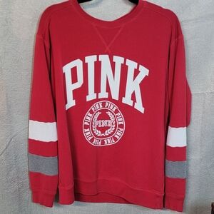 PINK Victoria's Secret Varsity style Red Sweatshirt With Drop Sholders Size M.